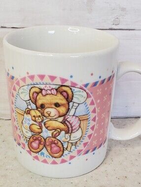 Vintage 1990s Darlington Farms Mama Bear Coffee Mug Pink Teddy Bear Cottagecore